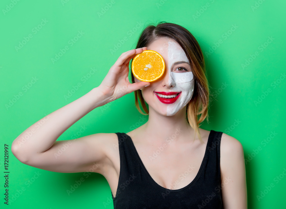 Woman using eye patch for her eyes and mask Woman using eye patch for her eyes and mask