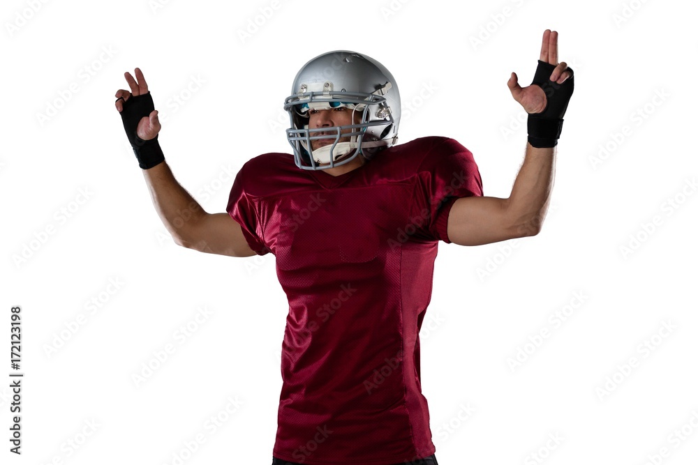 Ssportsman man wearing helmet while gesturing