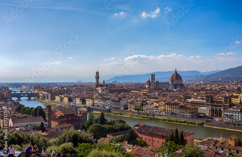 FLORENCE (FIRENZE), JULY 28, 2017 - View of Florence (Firenze), from Piazzale Michelangelo, Tuscany, Italy. photo