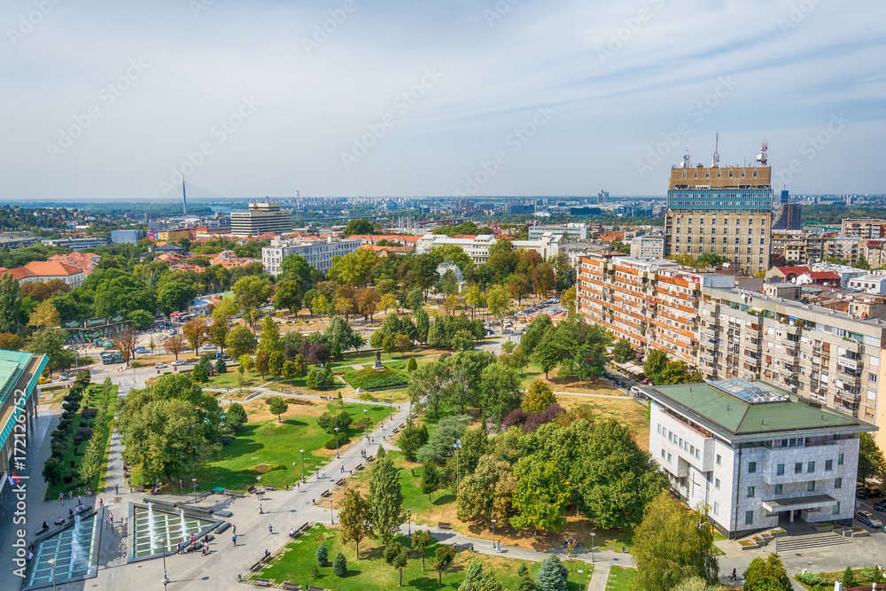 Belgrade, Serbia 11.09.2017. : Panorama of Belgrade taken from the temple Saint Sava