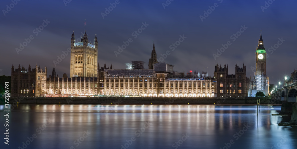 Fototapeta Palace of Westminster, Big Ben and Westminster bridge