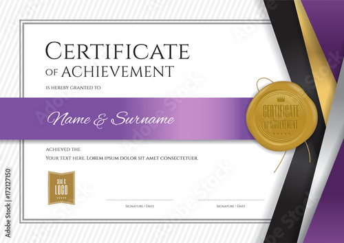 Luxury certificate template with elegant border frame, Diploma design for graduation or completion