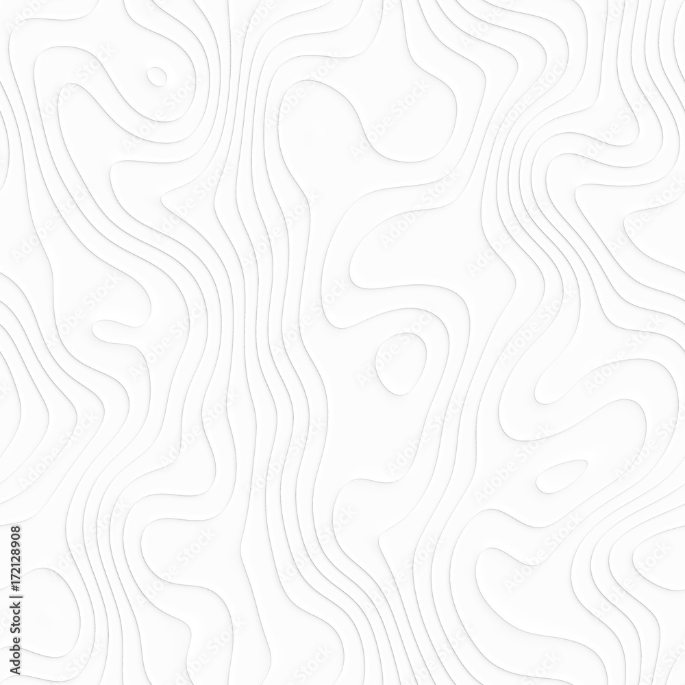 Abstract white topographic map. Seamless pattern.