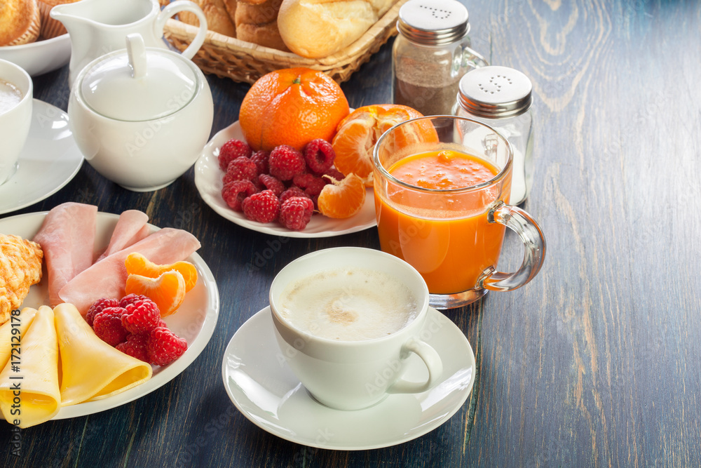 Fresh and continental breakfast table Fresh and continental breakfast table