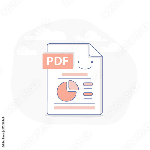 Pdf file download icon, cute vector concept