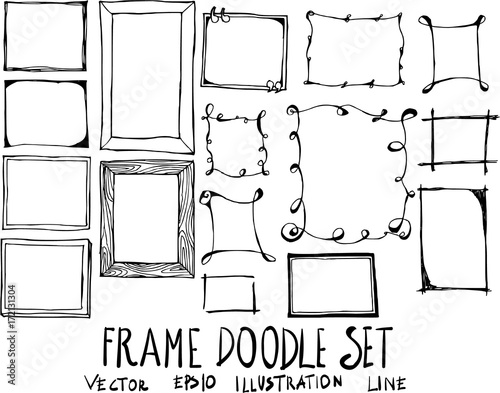Set of Frame doodle illustration Hand drawn Sketch line vector eps10