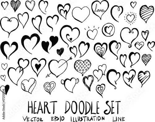 Set of Heart doodle illustration Hand drawn Sketch line vector eps10