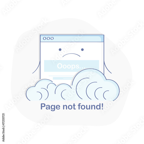 Page with 404 error, not found page illustration