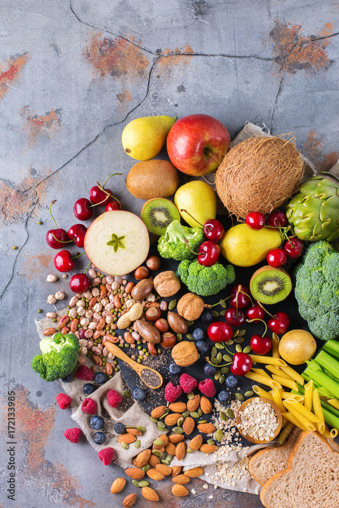 Selection of healthy rich fiber sources vegan food for cooking Selection of healthy rich fiber sources vegan food for cooking