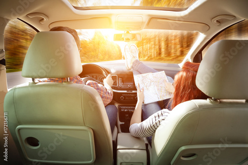 autumn road and car interior  © magdal3na