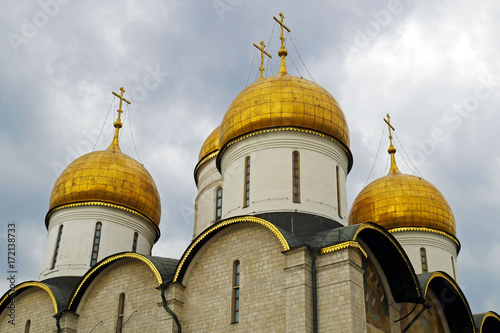 The assumption Cathedral on the Cathedral square of the Moscow Kremlin, Russia.