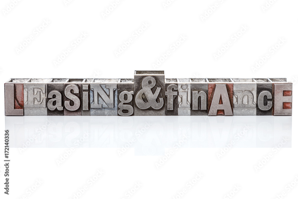 Fototapeta premium Leasing and Finance letterpress isolated