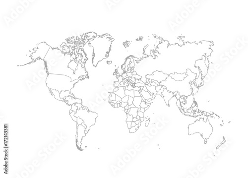 Political World Map vector Illustration on white background