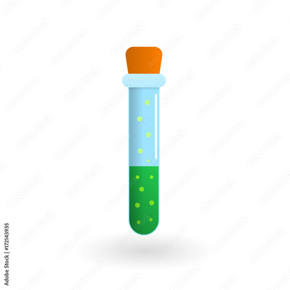Test-tube with poison. Green toxic liquid in glass tube Test-tube with poison. Green toxic liquid in glass tube