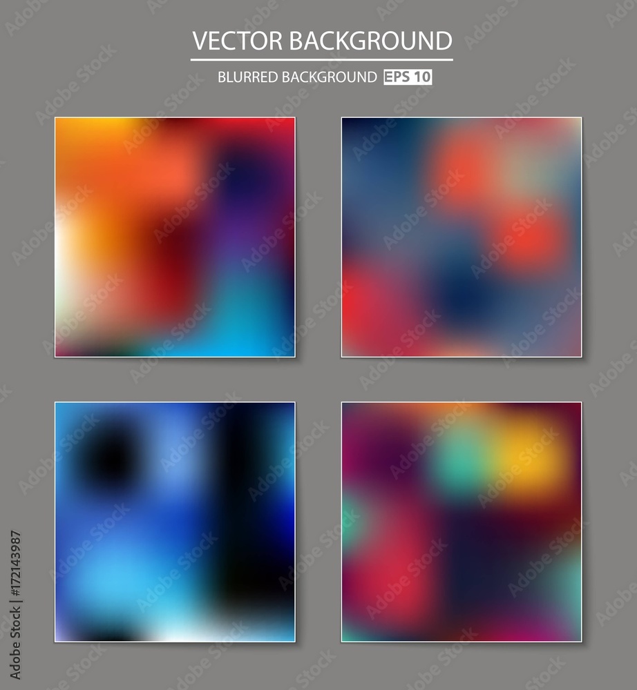 Abstract Creative concept vector multicolored blurred background set. For Web and Mobile Applications, art illustration template design, business infographic and social media, modern decoration