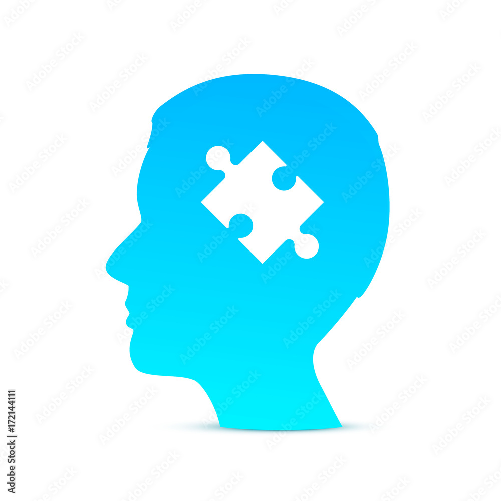 Head puzzle brain on the white background. Vector Illustration Head puzzle brain on the white background. Vector Illustration