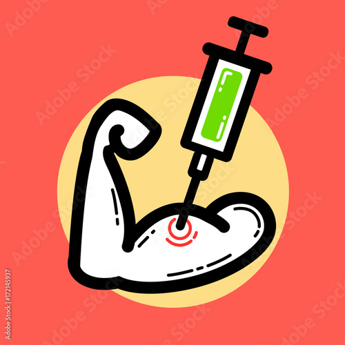 syringe injects dope into the biceps icon
