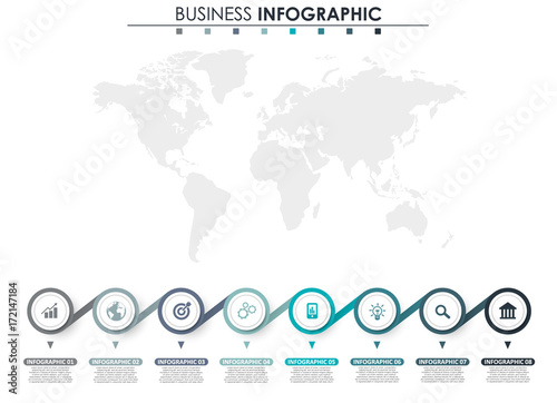 Business data, chart. Abstract elements of graph, diagram with 8 steps, strategy, options, parts or processes. Vector business template for presentation. Creative concept for infographic