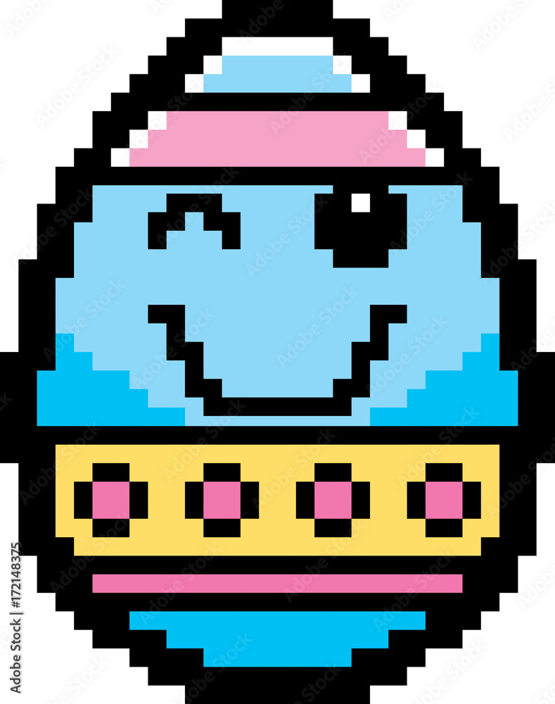 Obraz premium Winking 8-Bit Cartoon Easter Egg