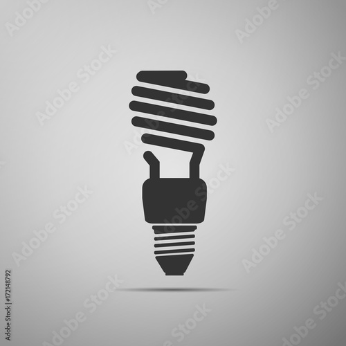 Energy saving light bulb icon isolated on grey background. Flat design. Vector Illustration