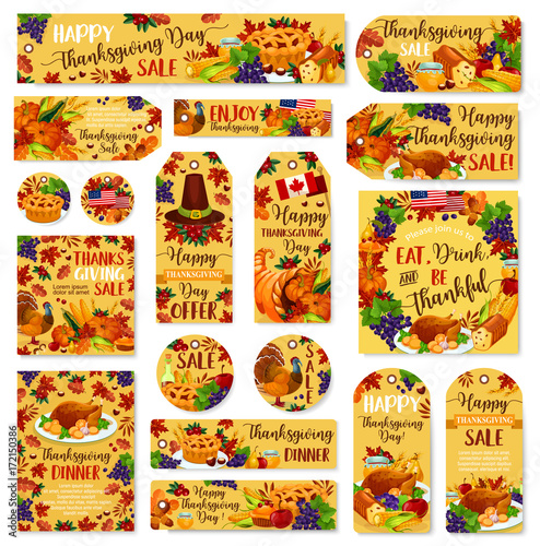 Thanksgiving day vector sale poster, banner, label