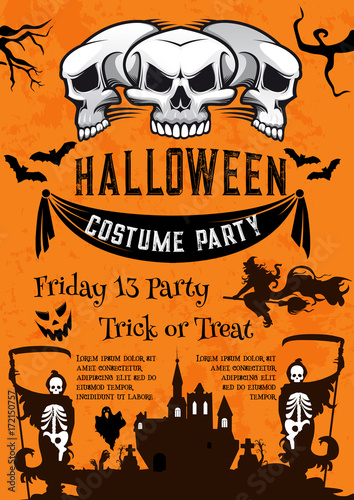 Halloween holiday poster for costume horror party