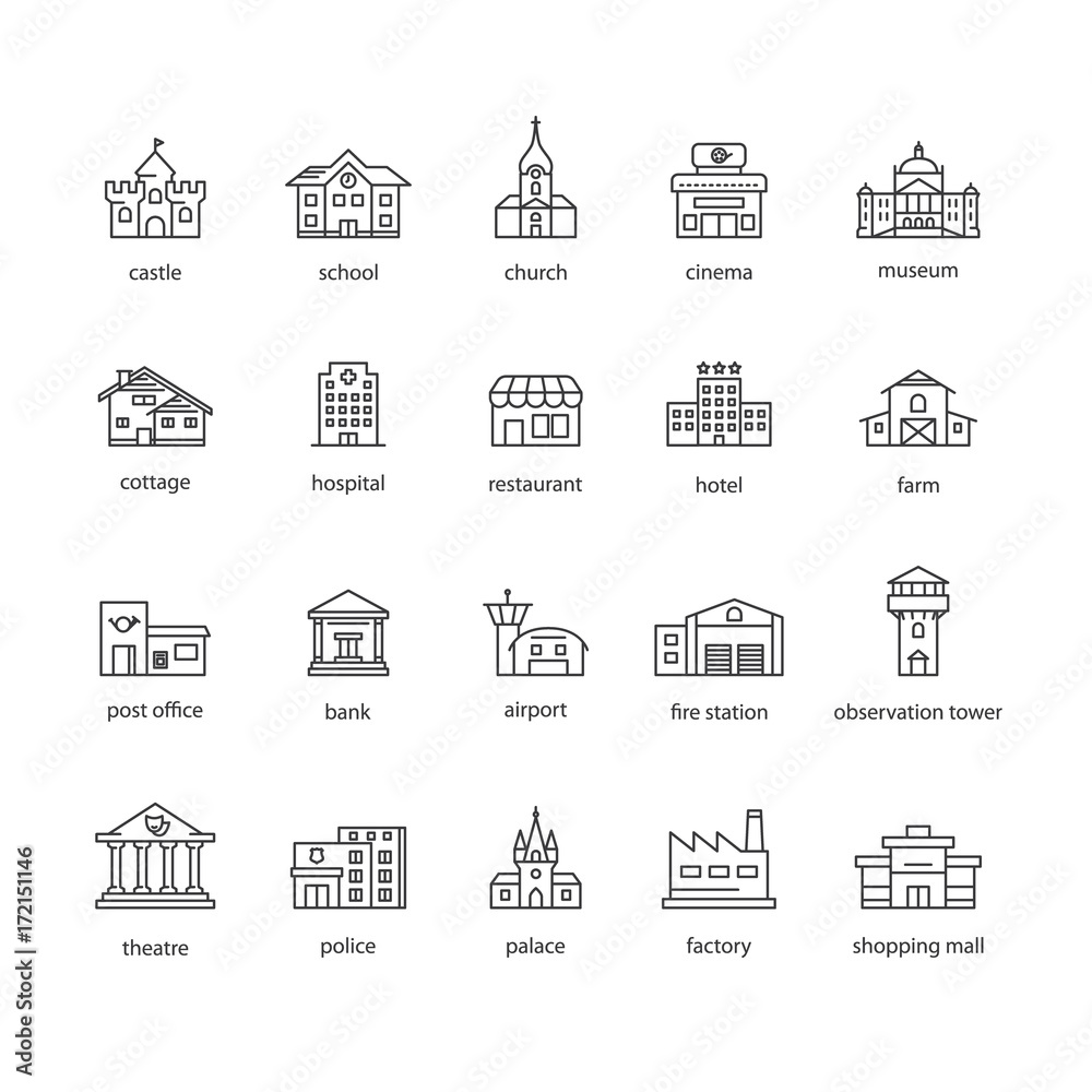 collection of touristic icons