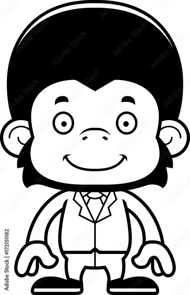 Obraz premium Cartoon Smiling Businessperson Chimpanzee