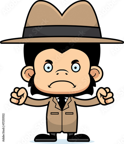 Cartoon Angry Detective Chimpanzee
