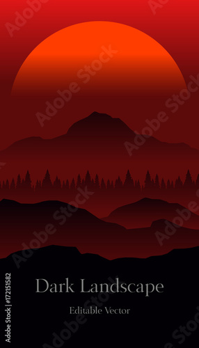 dark fantasy landscape vector with text layout