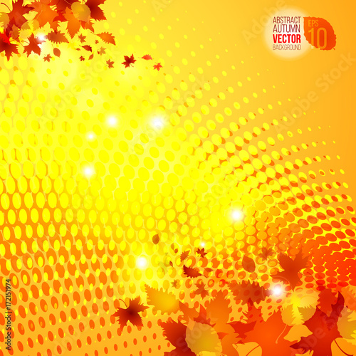 yellow autumn template vector halftone background 1