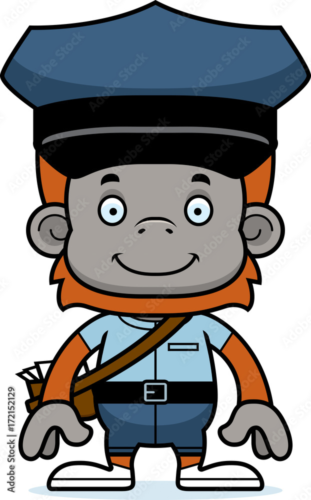 Cartoon Smiling Mail Carrier Orangutan