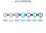 Business data, chart. Abstract elements of graph, diagram with 7 steps, strategy, options, parts or processes. Vector business template for presentation. Creative concept for infographic