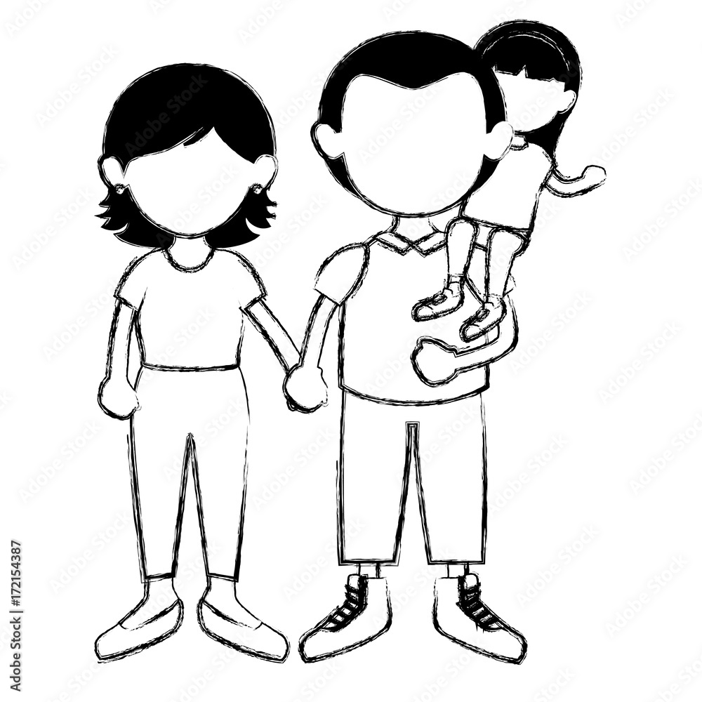 parent couple with daughter avatars characters parent couple with daughter avatars characters
