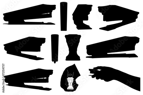 Illustration of different staplers isolated on white