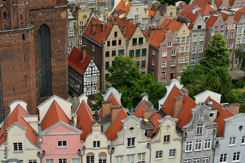 Poland, View on the old city in Gdansk is located at the Baltic sea