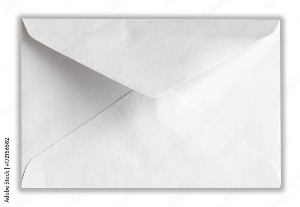 Blank of an open white envelope, back view Blank of an open white envelope, back view