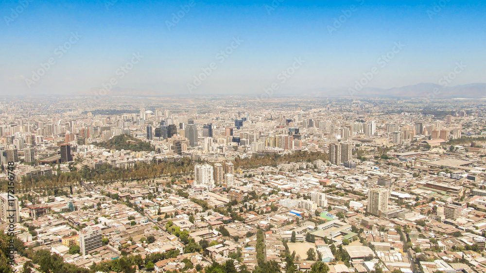 Santiago's cityscape with main avenue viewed from above