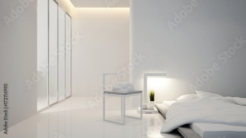 bedroom and living area in hotel or House - Interior design - 3D Rendering