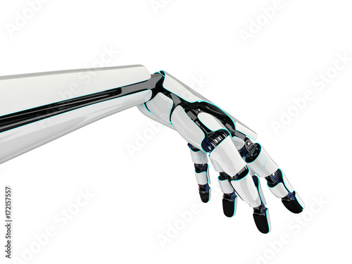 3D rendering robotic hand on a white background