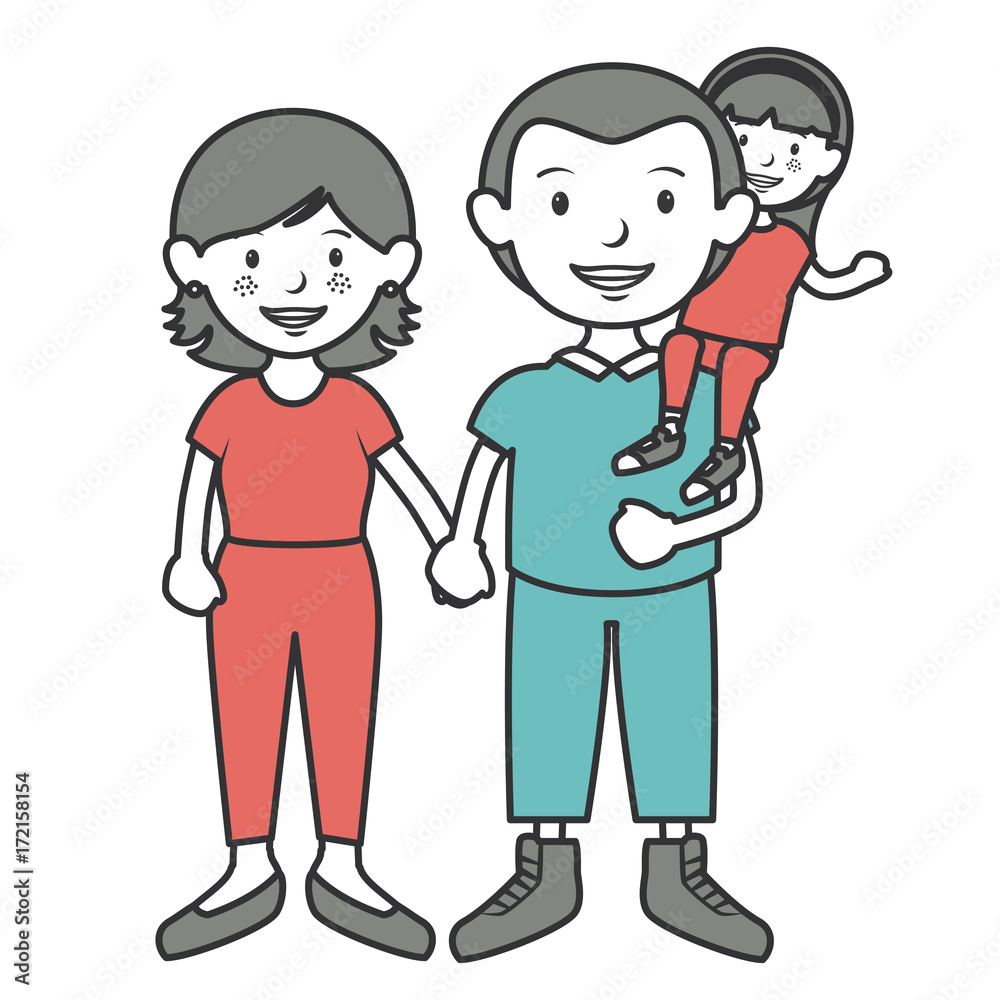 parent couple with daughter avatars characters parent couple with daughter avatars characters