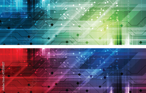 Bright abstract technology headers banners