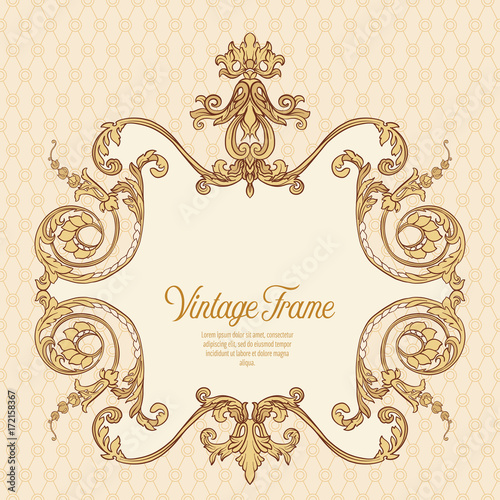 Vintage richly decorated frame in rococo style for menus, ads, a