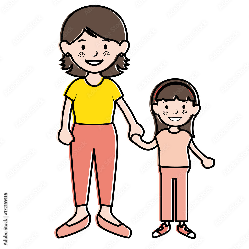 mother with daughter avatars characters