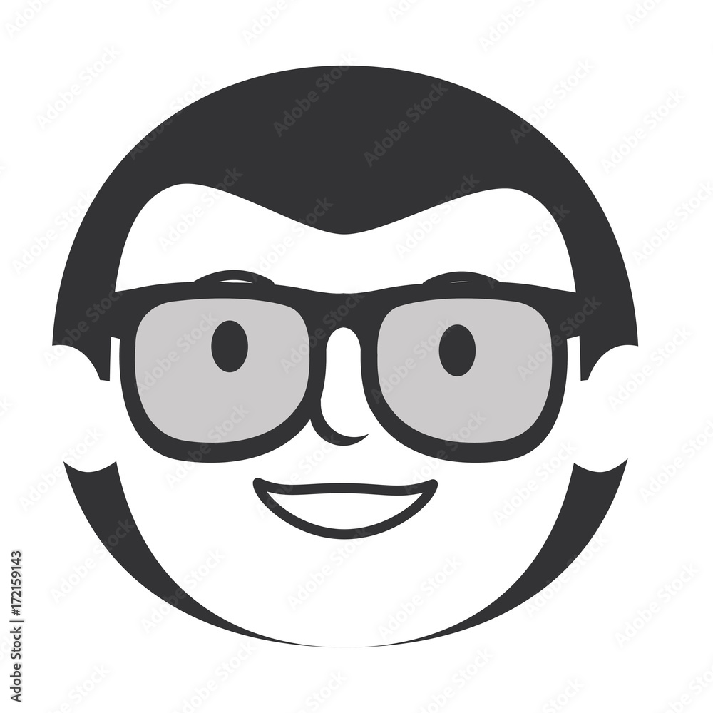 young man head with glasses avatar character young man head with glasses avatar character