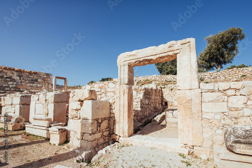 Fotografie City walls in the ruins of Troy, Turkey.