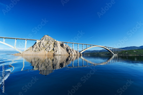Bridge to the island of KRK. KRK is a Croatian island in the northern Adriatic Sea.