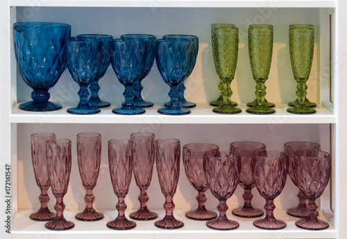 A set of colored wineglass