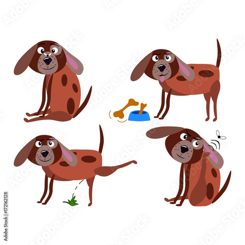 Set of dogs cartoon character  cute dog on white background  cartoon concept  funny cartoon dog in action. Vector AI10