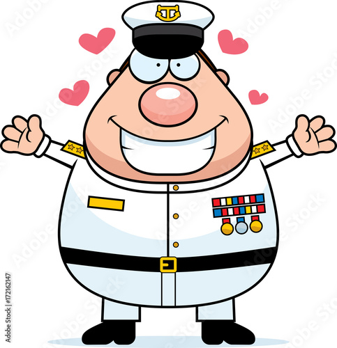 Cartoon Navy Admiral Hug